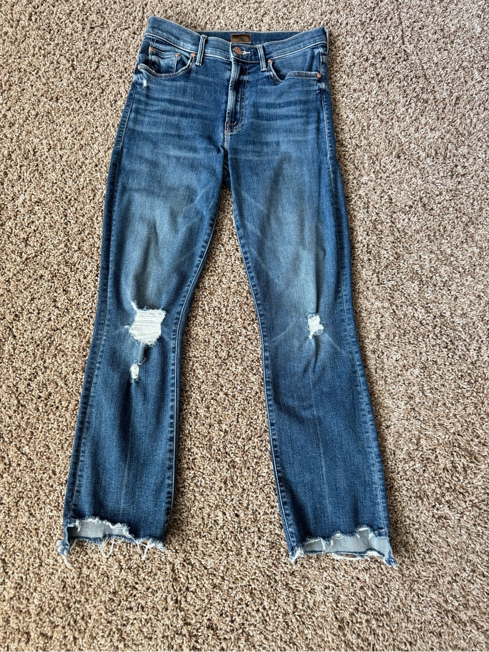 MOTHER The Insider Crop Step Chew Jeans Dancing On Coals Size 26